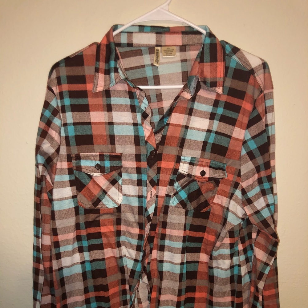 Plaid Button-Up Shirt - Multicolor